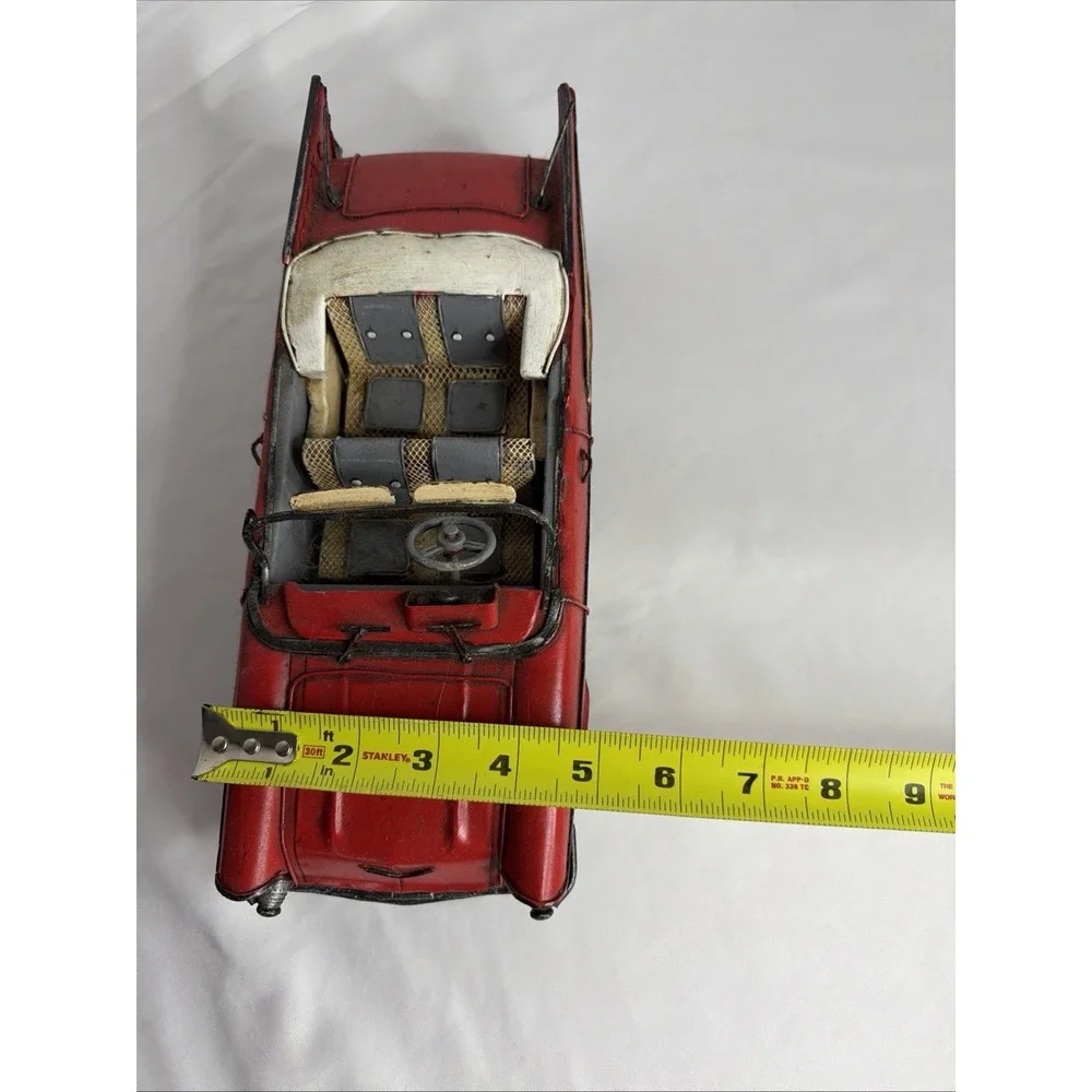 Vintage Red Tin Toy Convertible Car Vehicle - Age 17 Years & Up